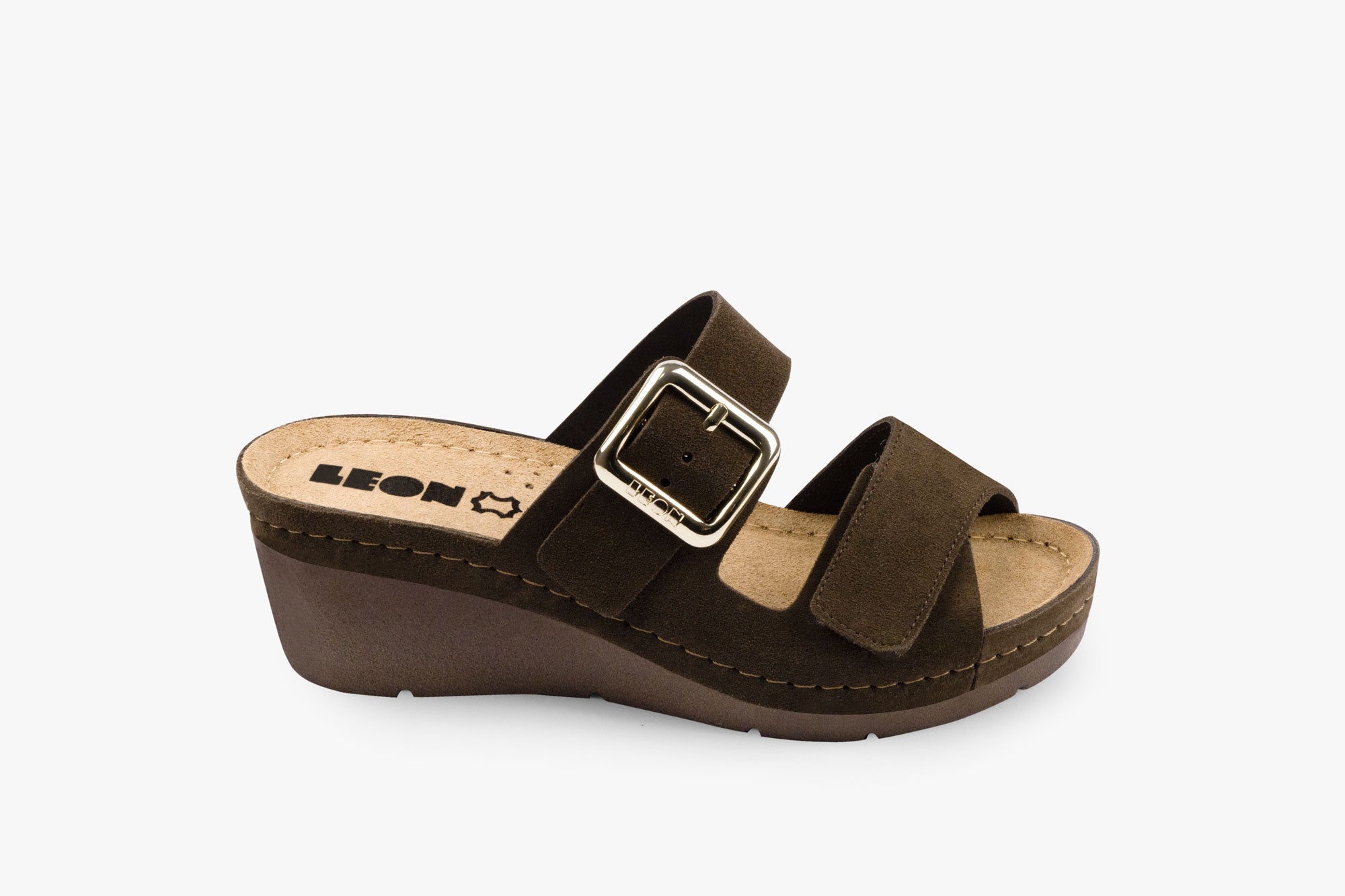 Amara by LEON Women's Leather Sandals - Adjustable Gel Comfort