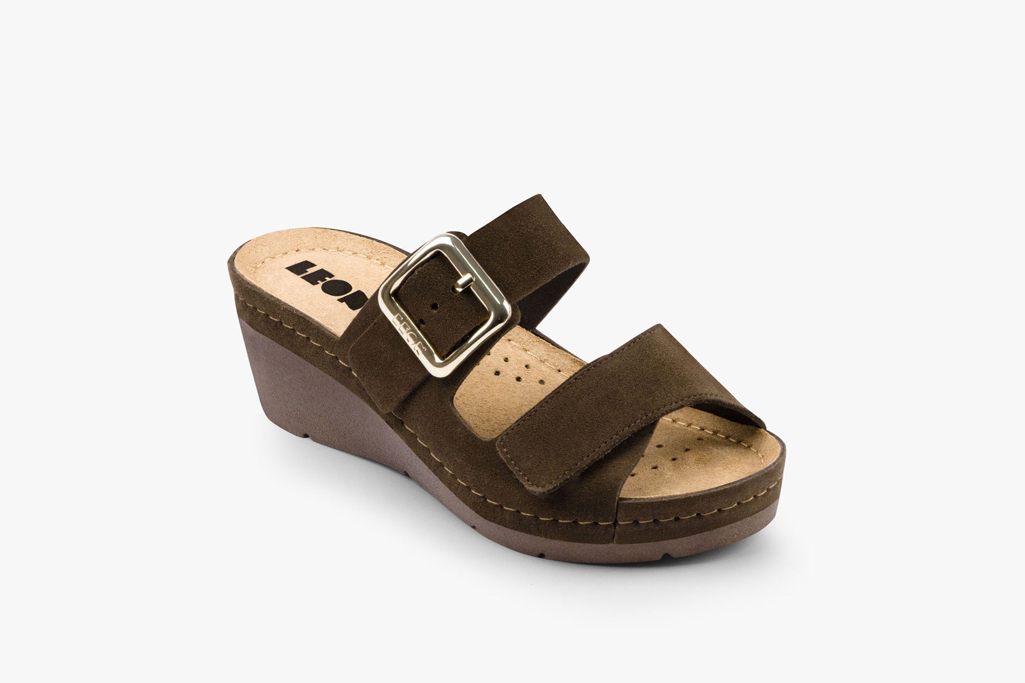 Amara by LEON Women's Leather Sandals - Adjustable Gel Comfort