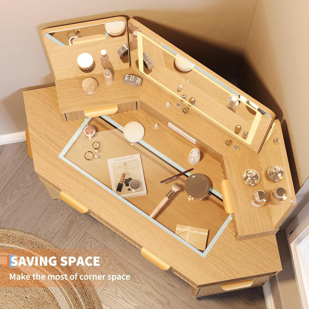 48 Inches Intricately Fluted Makeup Vanity Desk Lights