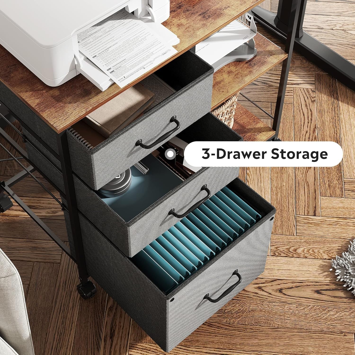3 Drawer Mobile File Cabinet - Rolling Printer Stand