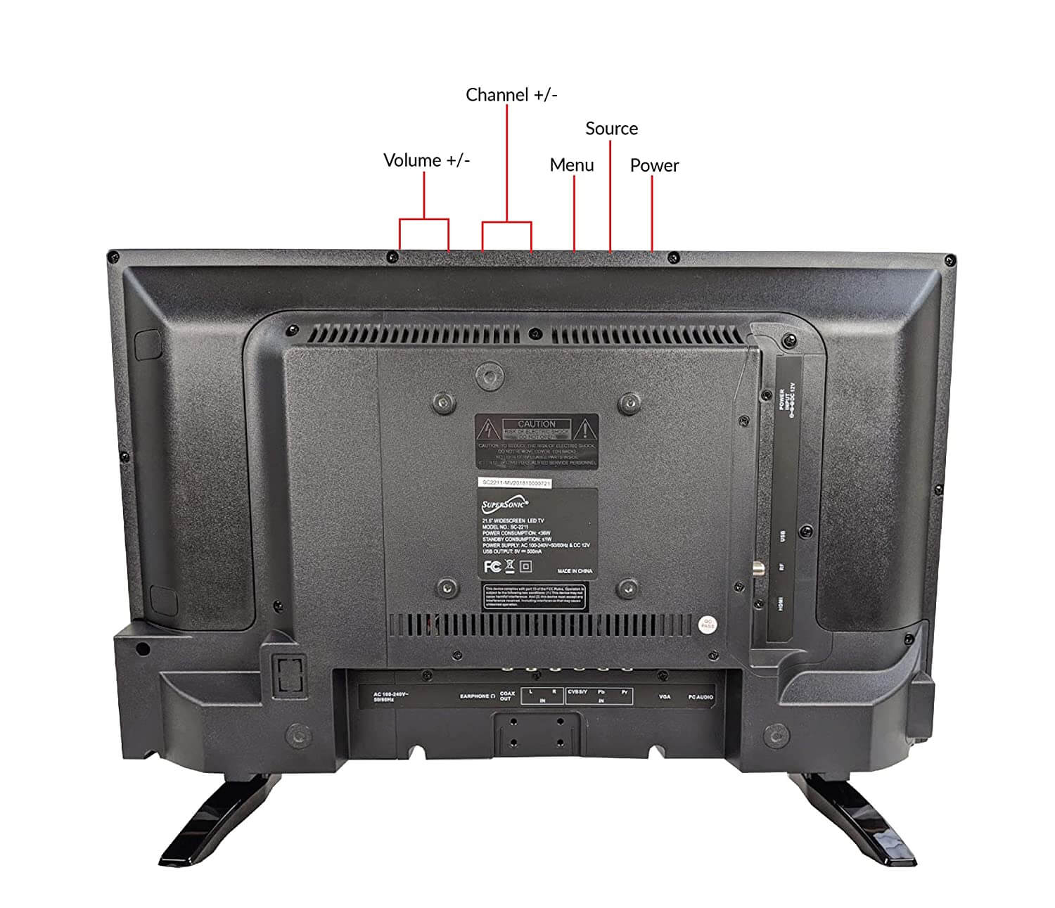 24" Supersonic 12 Volt AC/DC Widescreen LED HDTV with USB, SD Card Reader and HDMI