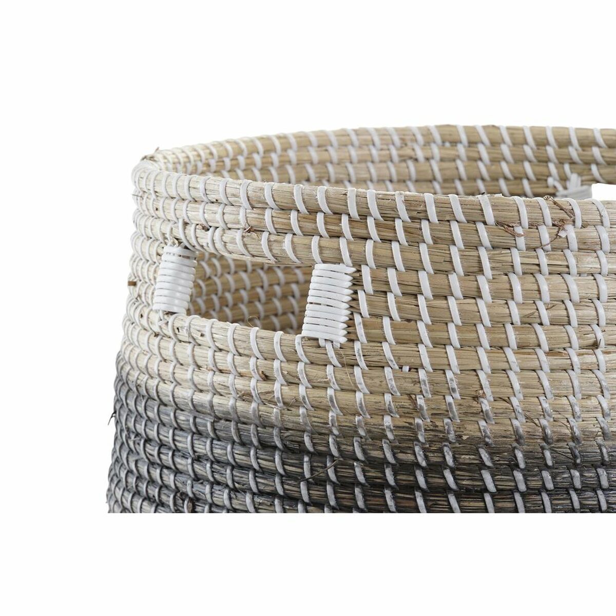 Basket set DKD Home Decor Grey Natural Seagrass (3 Pieces)