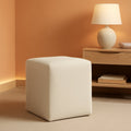 18Inch Warren Square Ottoman Ivory LuxuryBoucle Textured