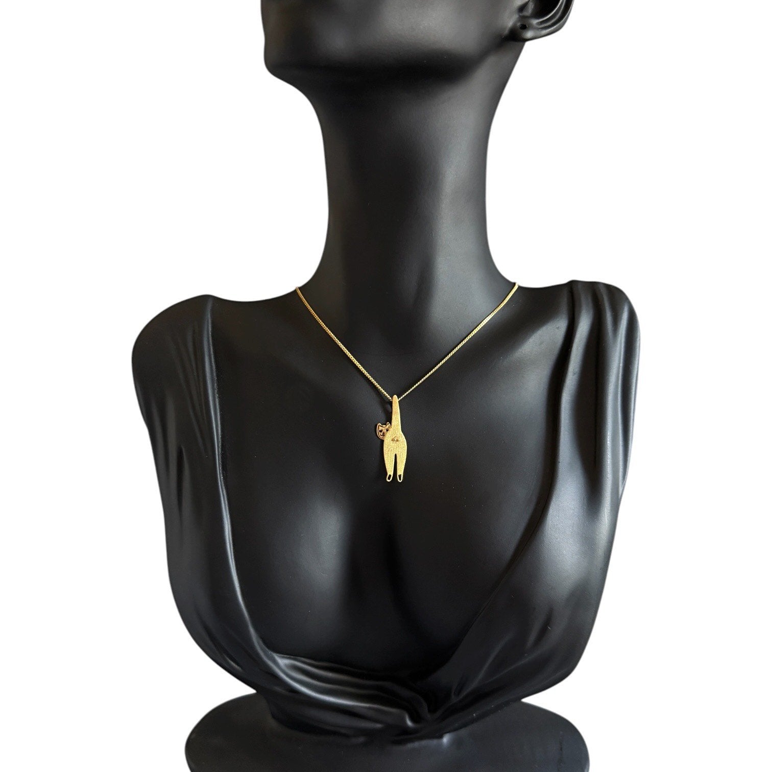 925 Sterling Silver Funny Cat Pendant  18K Gold Plated Cat Lover Gift