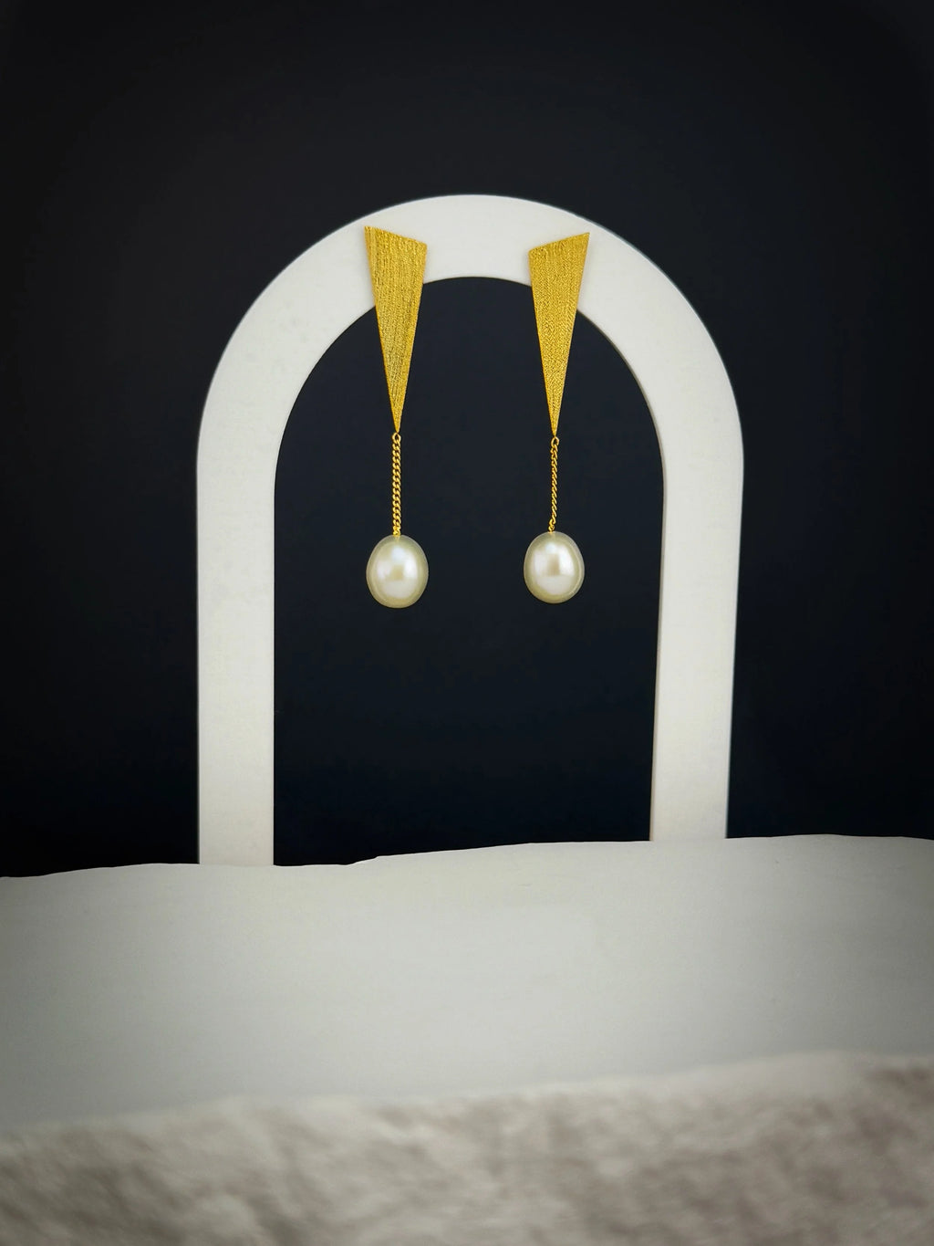 18 K Gold 925 Sterling Silver Geometric Pearl Drop Earrings – Elegant & Minimalist