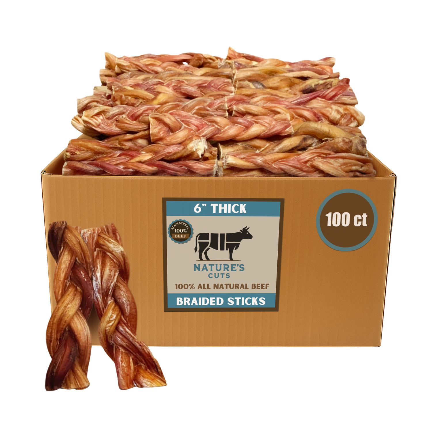 6" Thick Braided Bully Sticks