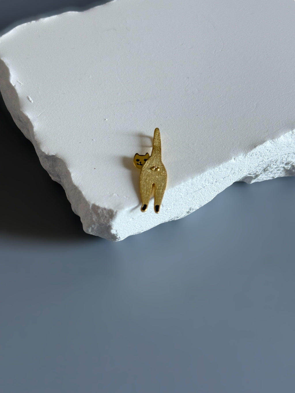 925 Sterling Silver Funny Cat Pendant  18K Gold Plated Cat Lover Gift