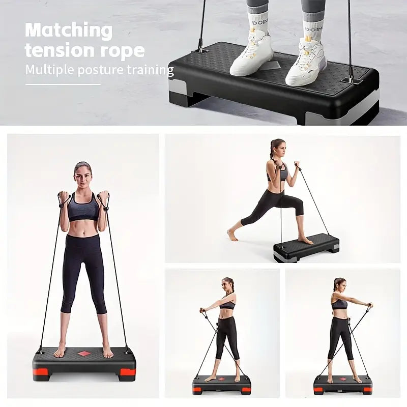 Adjustable Sports Fitness Pedal with Pull Rope - 81cm, Black and Red